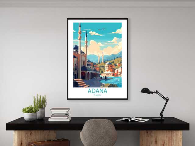 Adana - Abstract Art Coast Sea Summer Wall Print Gift Idea Bespoke Poster A5 A4 A3 Framed Or Unframed - image 1