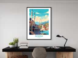 Adana - Abstract Art Coast Sea Summer Wall Print Gift Idea Bespoke Poster A5 A4 A3 Framed Or Unframed - thumbnail 1