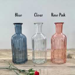 Tall Ribbed Bottle Vases, Coloured Glass Wedding Table Decor, Gift For Her, 6 Colour Options - thumbnail 3