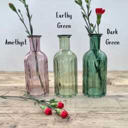 Tall Ribbed Bottle Vases, Coloured Glass Wedding Table Decor, Gift For Her, 6 Colour Options - thumbnail 2