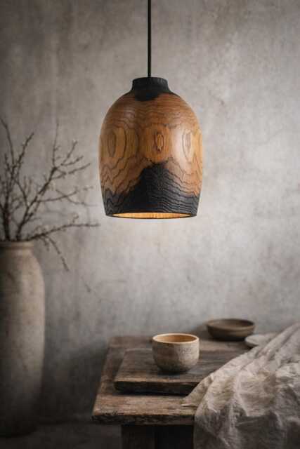 Pendant Light, Wooden Hanging Dining Room Lamp Shade, Natural Kitchen Island Chandelier - image 1