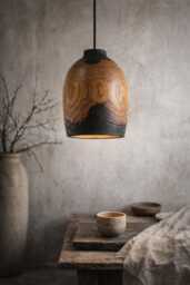 Pendant Light, Wooden Hanging Dining Room Lamp Shade, Natural Kitchen Island Chandelier - thumbnail 1