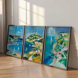 Set Of 3 Isle Wight Posters, England Travel Prints, Wall Art Set, Coastal Landscape Seaside Decor Prints - thumbnail 2