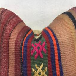 Vintage Kilim Pillow Cover, Handwoven Turkish Sofa Cushion - 16x16 - thumbnail 2