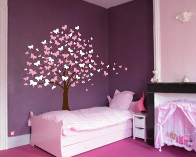 Large Wall Tree Baby Nursery Decal Butterfly Cherry Blossom 1139 - 5 Foot Tall - image 1
