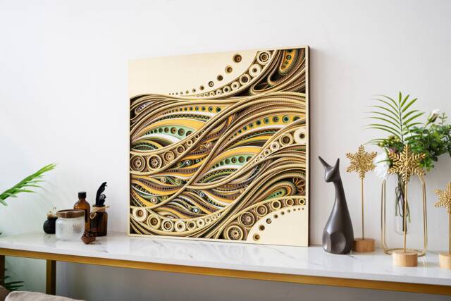 Ribbon 3D Wood Wall Art, Abstract Layered Wooden Sculpture, Modern Laser Cut Decor For Living Room - image 1