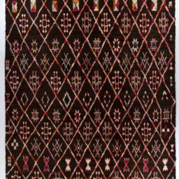 Handmade Brown Berber Rug Moroccan Atlas Design, Natural Wool - thumbnail 2