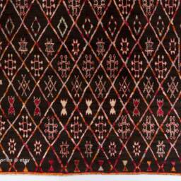 Handmade Brown Berber Rug Moroccan Atlas Design, Natural Wool - thumbnail 3