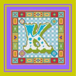 Circus Monogram/J K L M N O P Q R S Cross Stitch Kit Dmc Thread Design Kids Boy Bedroom Decor - thumbnail 2