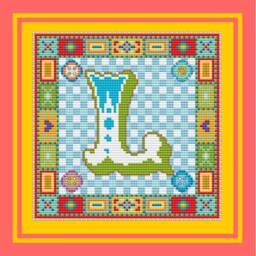 Circus Monogram/J K L M N O P Q R S Cross Stitch Kit Dmc Thread Design Kids Boy Bedroom Decor - thumbnail 3
