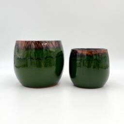 Handmade Green Glazed Ceramic Plant Pot - D23/D30cm - Slight Imperfections - thumbnail 2