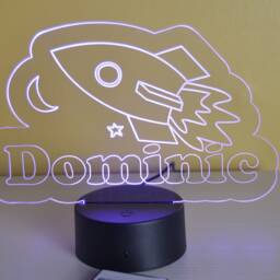 Personalized Space Rocket Led Night Light - Custom Kids Room Decor - thumbnail 3