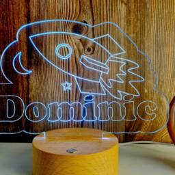 Personalized Space Rocket Led Night Light - Custom Kids Room Decor - thumbnail 4