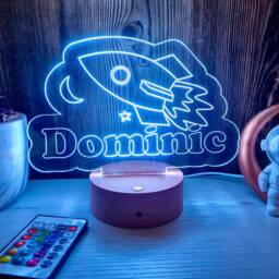 Personalized Space Rocket Led Night Light - Custom Kids Room Decor - thumbnail 2