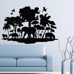 Wall Decals Africa Wild Animals Trees Birds Decal Vinyl Sticker Art Home Decor Mural Nursery Bedroom Ms462 - thumbnail 1