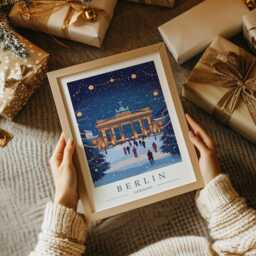 Berlin Christmas Print Illustration - Market Travel Poster Wall Art Xmas Decor Gift Anniversary - thumbnail 3