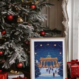 Berlin Christmas Print Illustration - Market Travel Poster Wall Art Xmas Decor Gift Anniversary - thumbnail 2