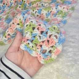 Baby Blanket Crochet Handmade, Nursery Decor Newborn Room, Accessories, Cute Throw Blanket, Pink Blue Green White, Bedroom, Finished Product - thumbnail 3
