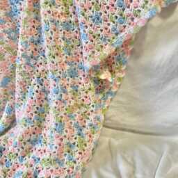 Baby Blanket Crochet Handmade, Nursery Decor Newborn Room, Accessories, Cute Throw Blanket, Pink Blue Green White, Bedroom, Finished Product - thumbnail 4