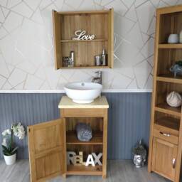 Cloakroom Bathroom Vanity Unit Oak Wash Stand Marble Stone Ceramic Basin 308cmcbc - thumbnail 3