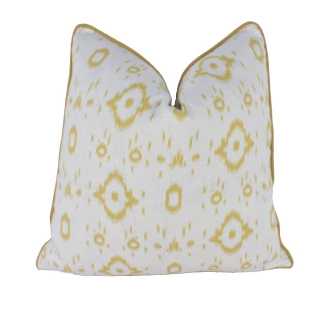Veere Grenney For Schumacher - Tabitha Straw Versatile Exotic Ikat Designer Cushion Cover Handmade Throw Pillow Luxury Home Decor - image 1