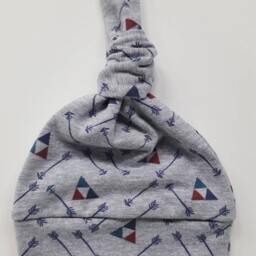 Newborn Take Home Set. Swaddle Blanket & Hat Arrows Baby Shower Gift. Photo Prop. Gray & Navy - thumbnail 2