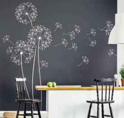 Wall Sticker Dandelion With Flying Seeds, 151 cm High, Dining Room Kitchen Seeds Flower Wall Decal W317B - thumbnail 1