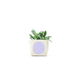 Mini Lavender Dot Fabric Planter, Blockprint Canvas Bucket - thumbnail 1