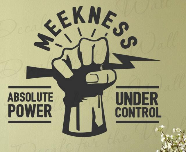 Meekness Absolute Power Under Control - Mathew 55 God Bible Jesus Lds Catholic Christian Religious Wall Decal Quote Vinyl Lettering R40B - image 1