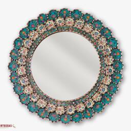 "Peruvian Wall Accent Mirror ""Turquoise Blossom" - thumbnail 2