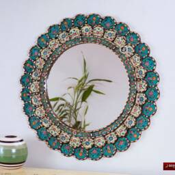 "Peruvian Wall Accent Mirror ""Turquoise Blossom" - thumbnail 3