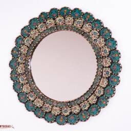 "Peruvian Wall Accent Mirror ""Turquoise Blossom" - thumbnail 3