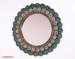 "Peruvian Wall Accent Mirror ""Turquoise Blossom" - thumbnail 1