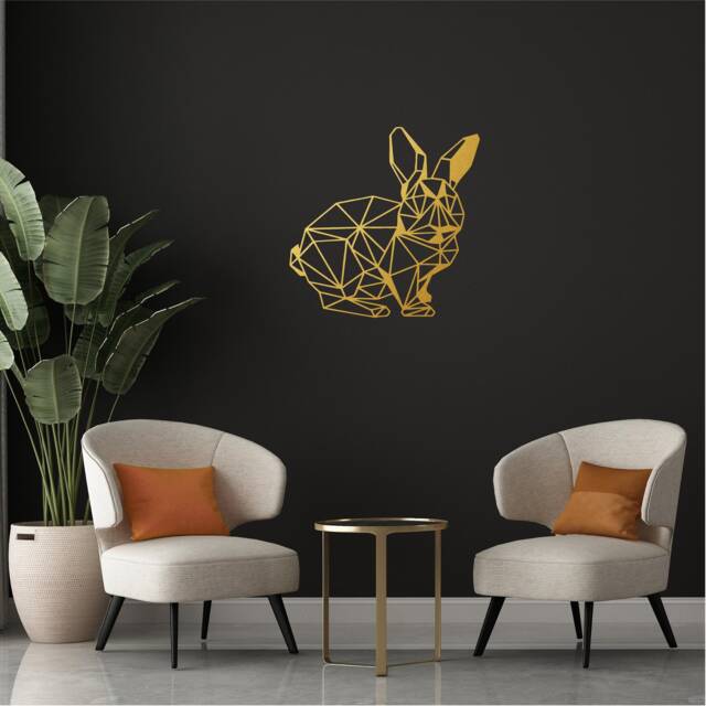 Geometric Pet Rabbit Wall Art, Minimalist, Modern, Abstract, Decal, Mural, Transfer, Boho -G043 , 5 Sizes, 36 Colour Options - image 1