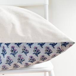 "Block Print Pillow Cover Floral Batik, Boho Farmhouse Decor - 20"" X 20" - thumbnail 3