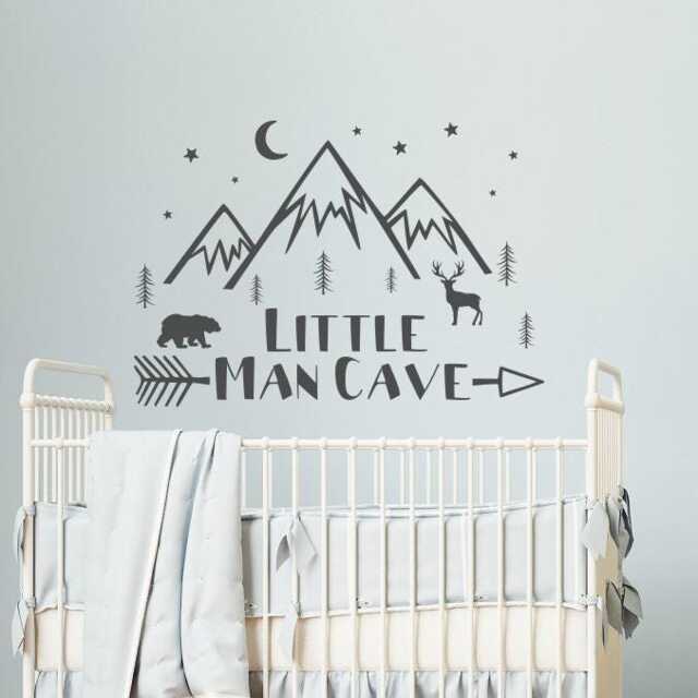 Little Man Cave Wall Decal Woodland Nursery Decor Ww247 - image 1