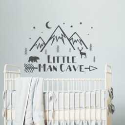 Little Man Cave Wall Decal Woodland Nursery Decor Ww247 - thumbnail 1