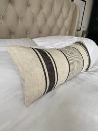 Black Stripe Linen Bolster Pillow Cover, Extra Long Lumbar Cushion, Boho Decor