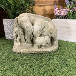 stone Garden Thai Elephant Family Ganesh Indian Cute Ornament - thumbnail 3