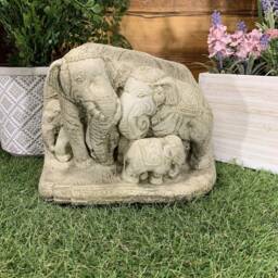 stone Garden Thai Elephant Family Ganesh Indian Cute Ornament - thumbnail 4