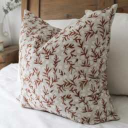 Red Patterned Large Cushion Cover Country Style Leaf Print Pillow 55x55cm - thumbnail 2