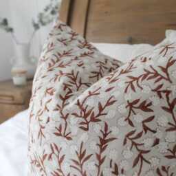 Red Patterned Large Cushion Cover Country Style Leaf Print Pillow 55x55cm - thumbnail 3