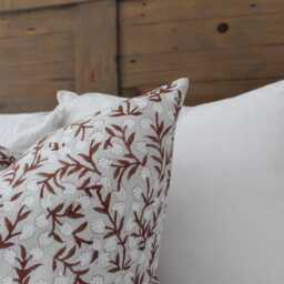 Red Patterned Large Cushion Cover Country Style Leaf Print Pillow 55x55cm - thumbnail 4