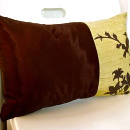 Cardinal Throw Pillow Mustard Gold Faux Linen, Dark Brown Silk - 12x18 Inch - thumbnail 3