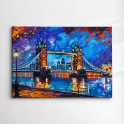 London Tower Bridge Landmark Oil Painting Style Wall Art, Framed Calming Europe British UK Canvas Poster Print Home/Office Room Decor Gifts - thumbnail 3