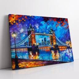 London Tower Bridge Landmark Oil Painting Style Wall Art, Framed Calming Europe British UK Canvas Poster Print Home/Office Room Decor Gifts - thumbnail 2