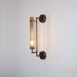 Blackened Brass Wall Sconce, Bathroom Light, Mid Century Modern, Prism Vanity Fixture - thumbnail 2