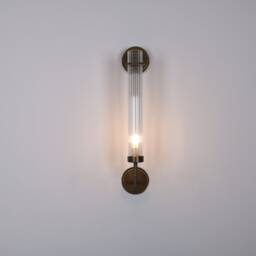 Blackened Brass Wall Sconce, Bathroom Light, Mid Century Modern, Prism Vanity Fixture - thumbnail 3