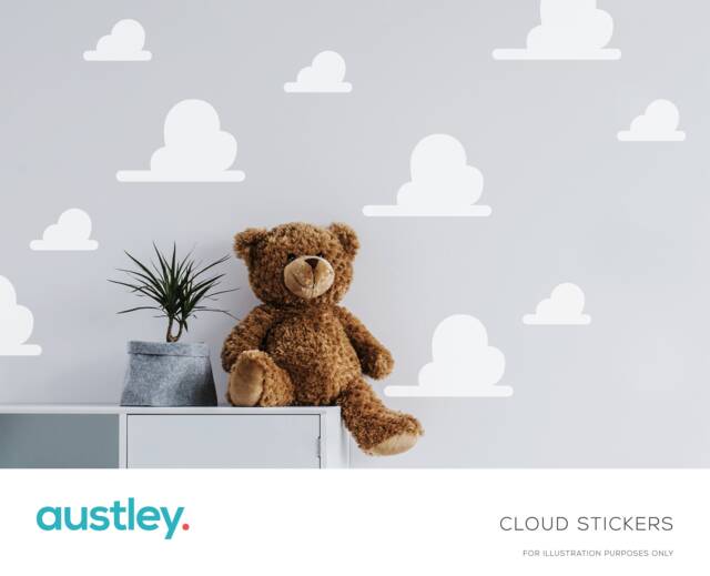 16 Cloud Stickers, Wall Art, Decals, Office, Nursery, Bedroom, Living Room - image 1