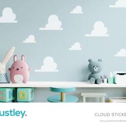 16 Cloud Stickers, Wall Art, Decals, Office, Nursery, Bedroom, Living Room - thumbnail 2